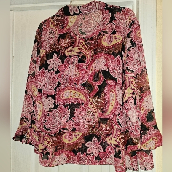 NEW NOTATIONS 2 PIECE BUTTON DOWN SHIRT AND MATCHING TANK TOP Shirt Plus Size XL - Picture 2 of 10